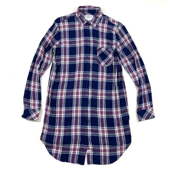 Rails Button Front Flannel Shirt Dress Long Sleeve - Picture 1 of 7